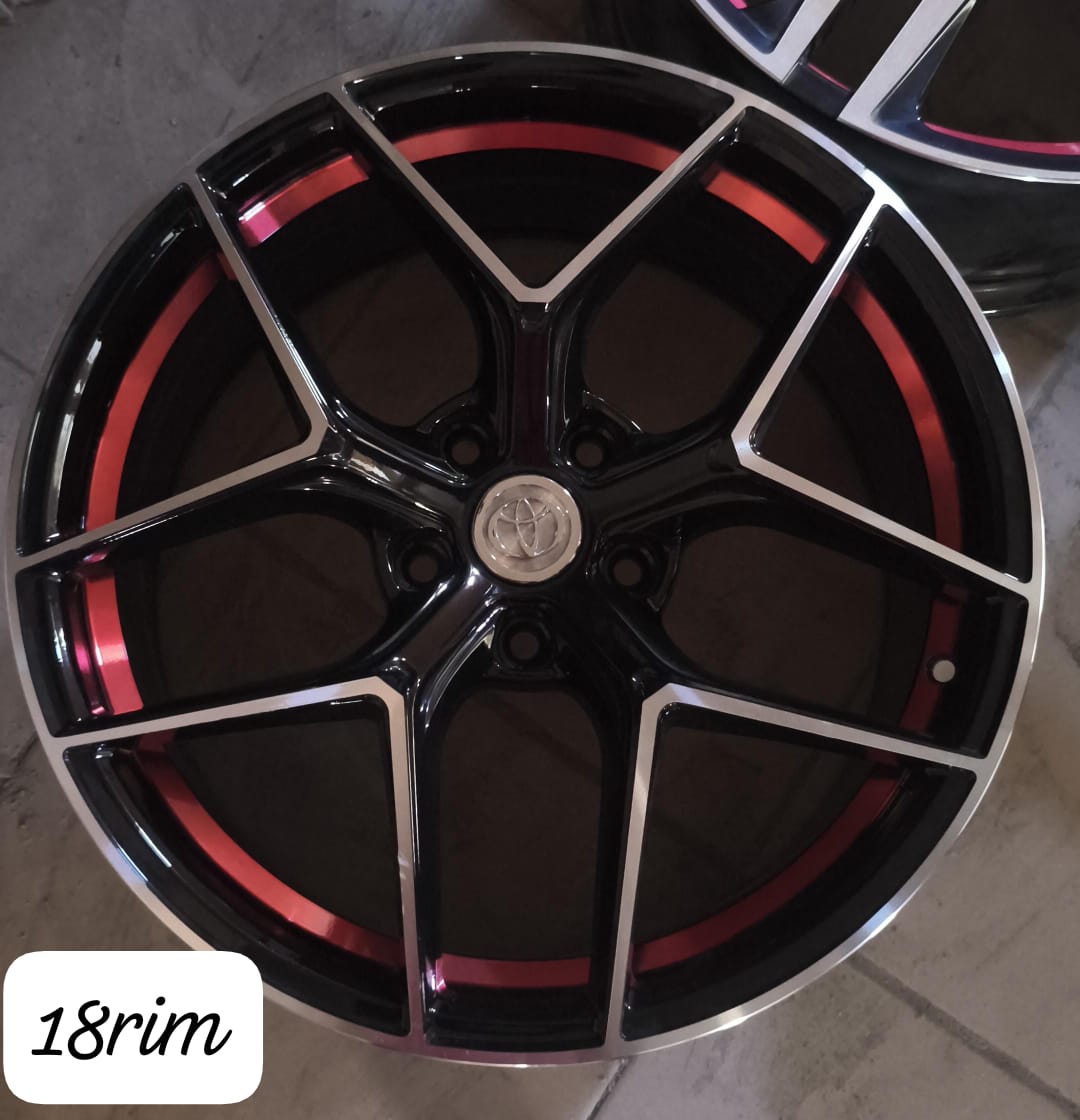 18-Inch Alloy Wheel Rim (Toyota) - Black with Red Inner Barrel-Toyota, Mercedes, Lexus